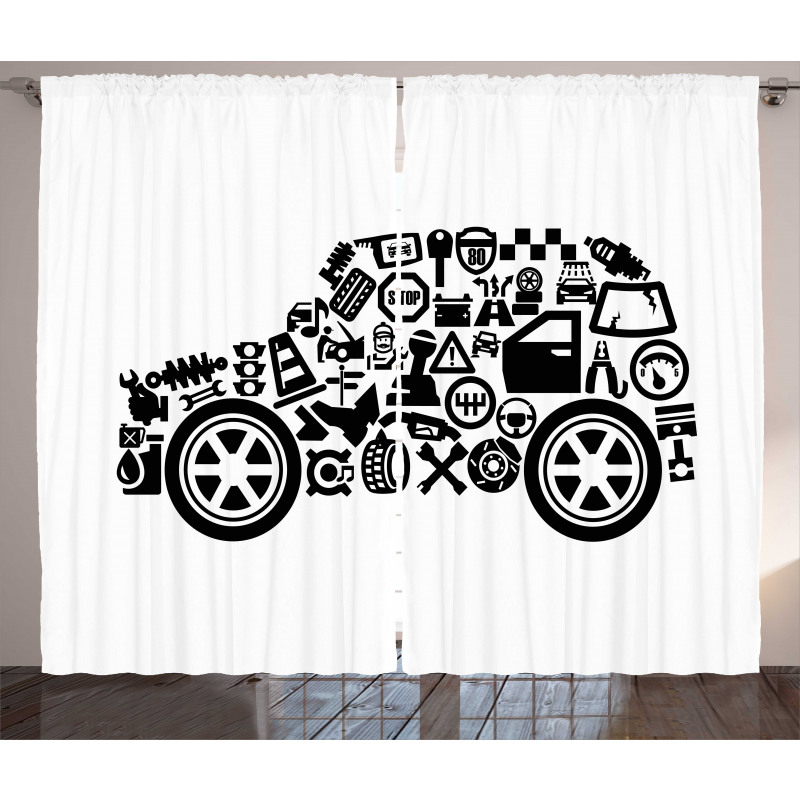 Car Shape Pictograms Curtain