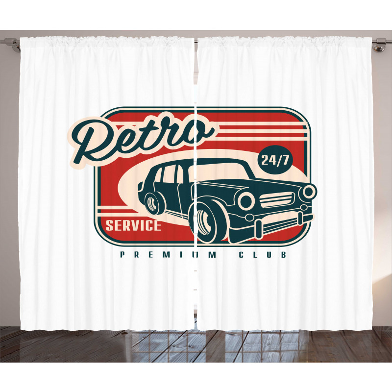 Retro Service Old Car Curtain