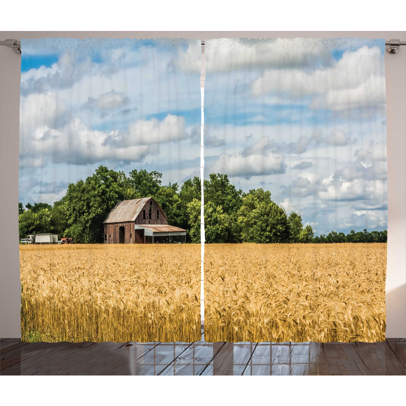 Cottage in a Wheat Field Curtain