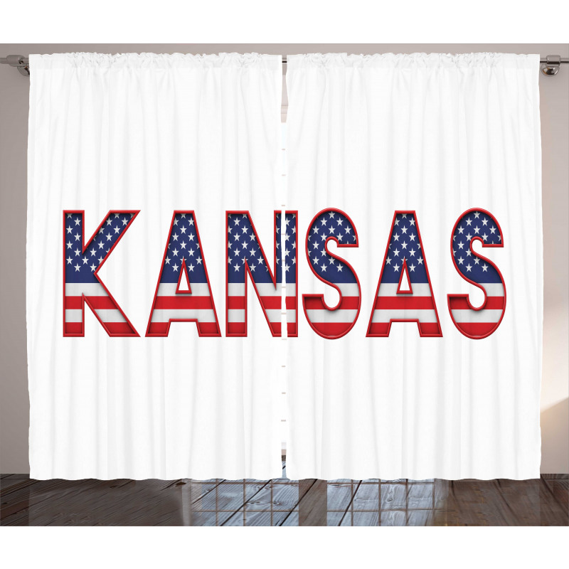 Kansas in Striped Lettering Curtain