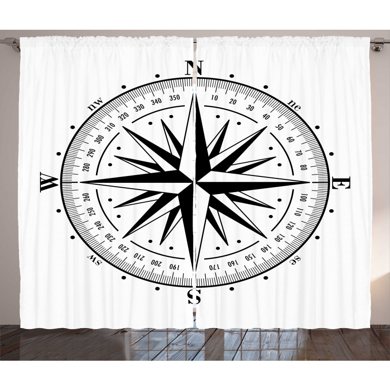 Simple Monochrome Windrose Curtain