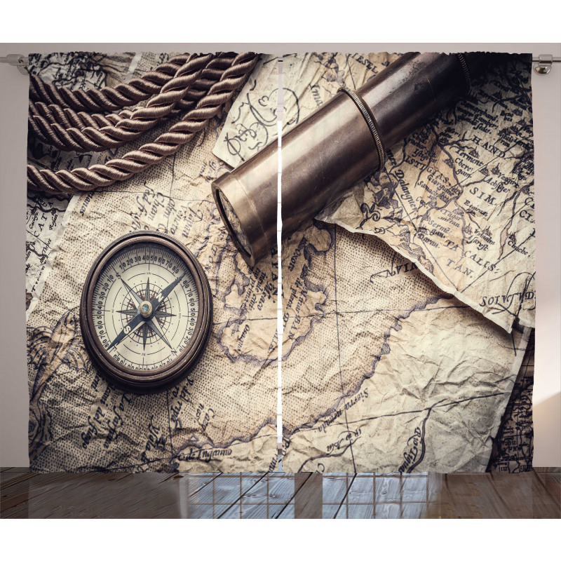 Nostalgic Maritime Tools Curtain