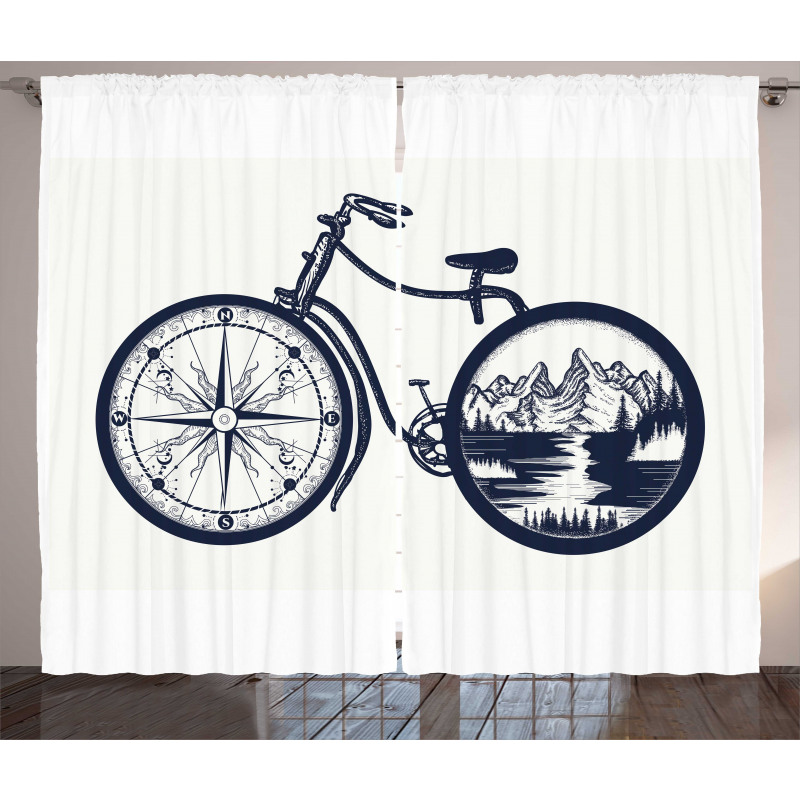 Compass and Landscape Wheels Curtain