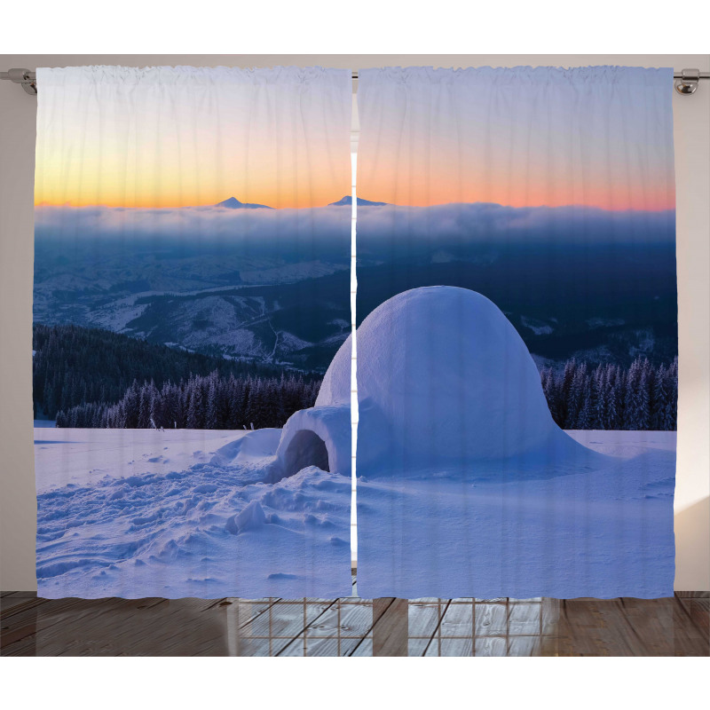 Huge Snowy Hut Curtain