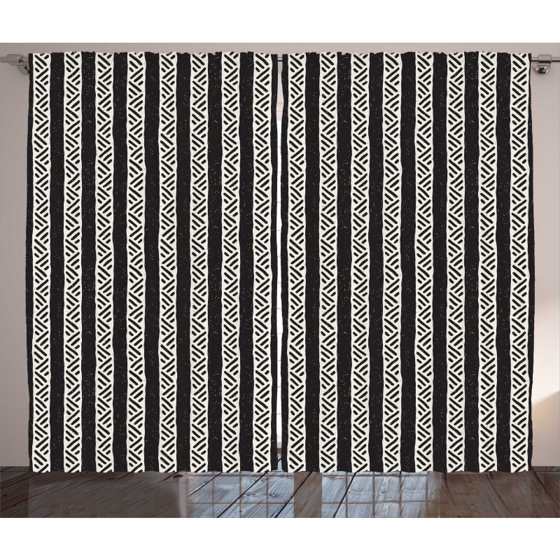 Tribal Style Abstract Lines Curtain