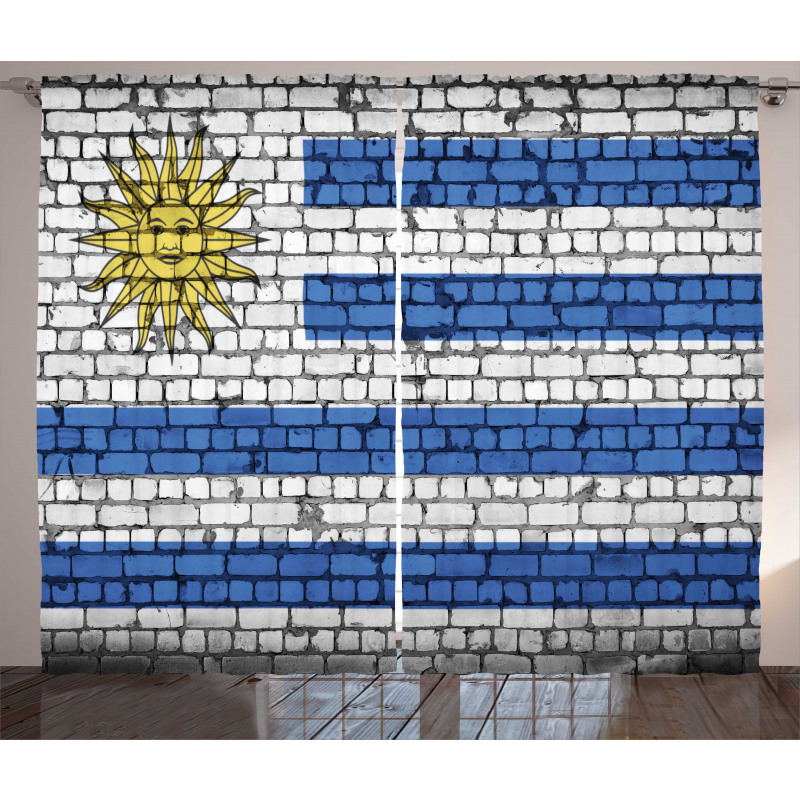 Flag Painted on Birck Wall Curtain