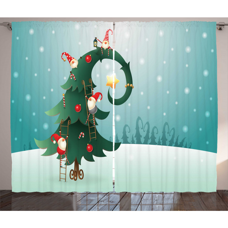 Christmas and Gnomes Curtain