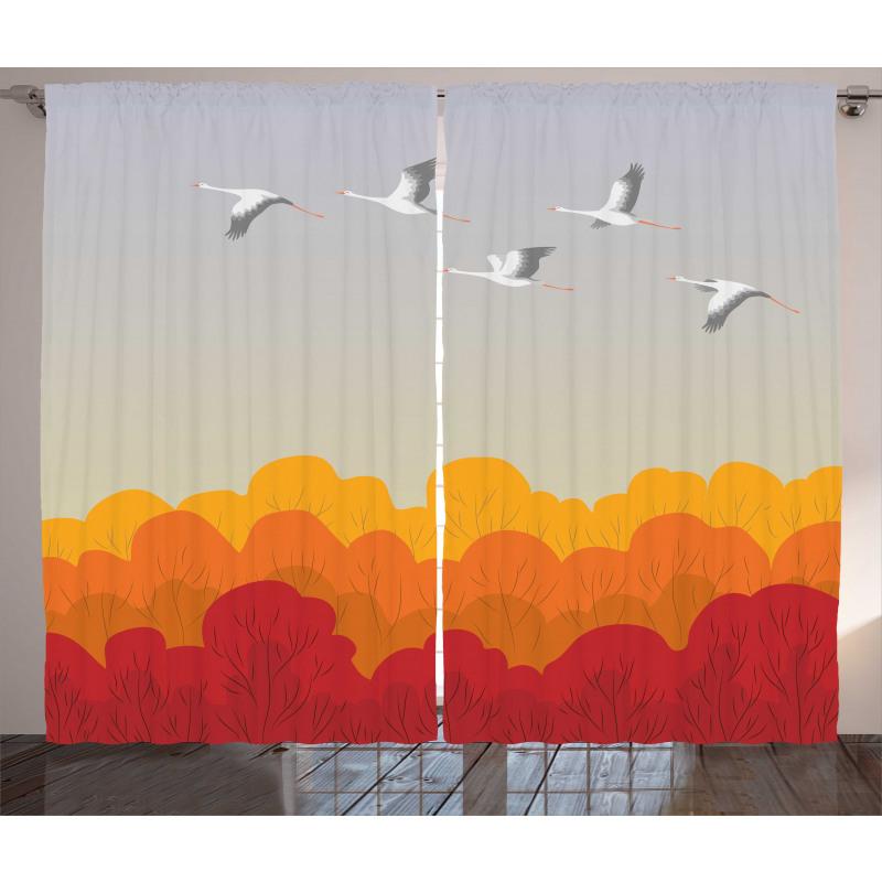 Flying Strokes Autumn Forest Curtain