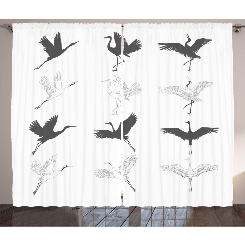 Greyscale Bird Different Side Curtain
