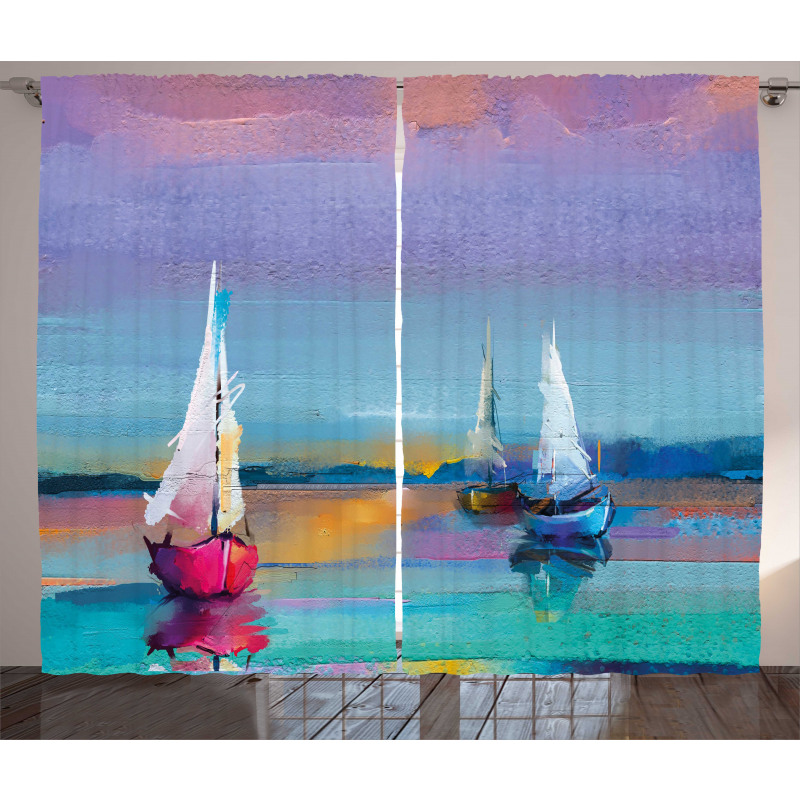 Modern Art Boat Sail Curtain