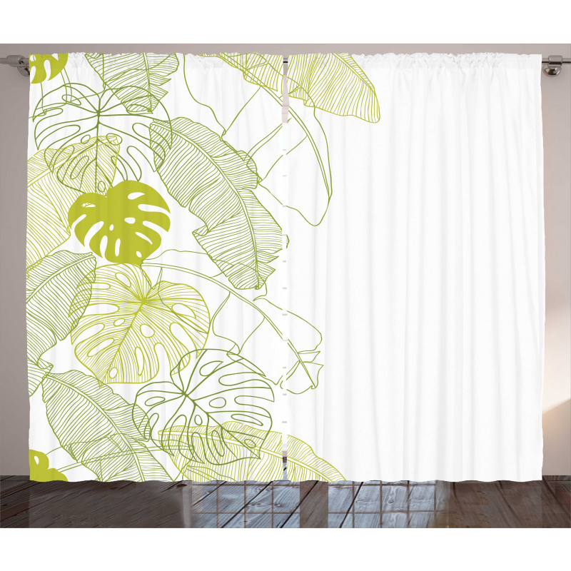 Monstera Leaf and Nature Curtain