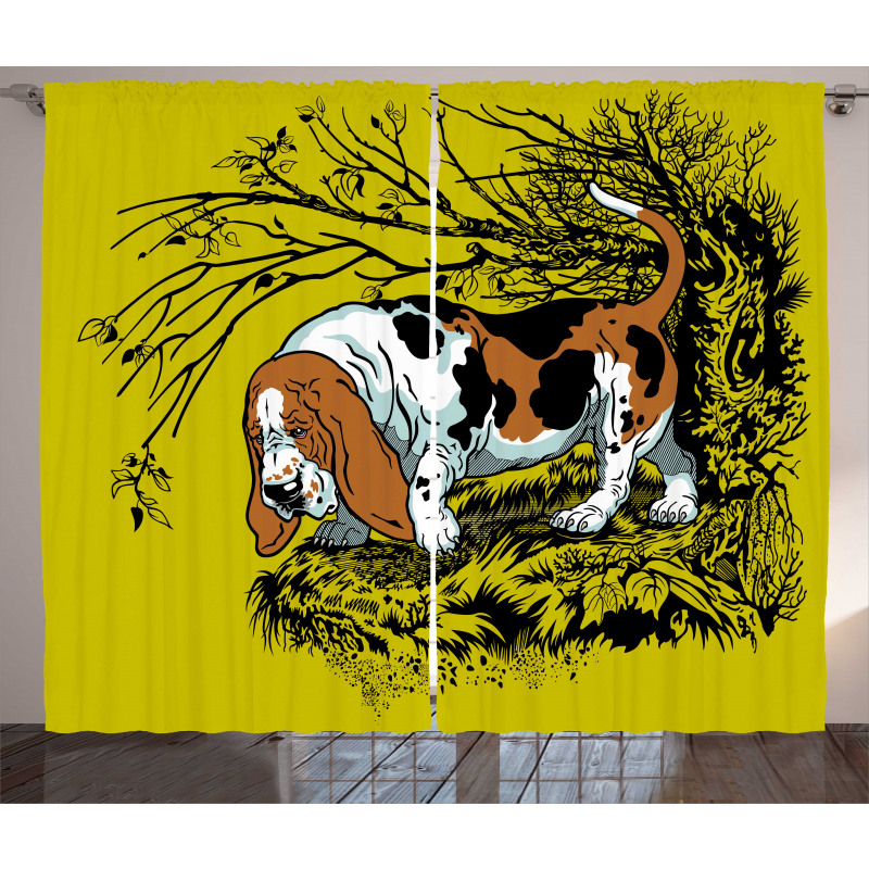 Hunting Dog Woods Curtain