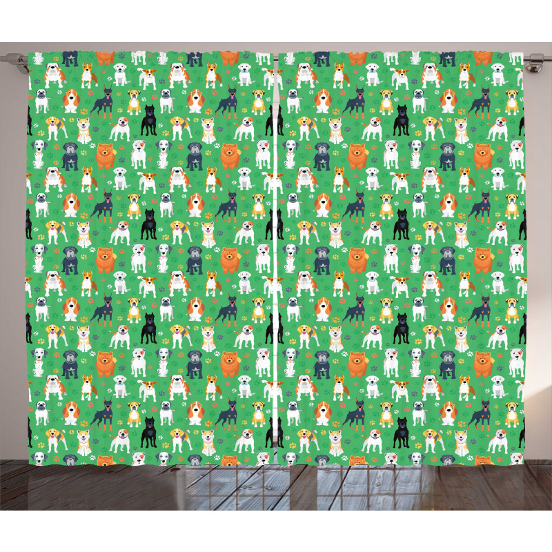 Various Species Paw Print Curtain