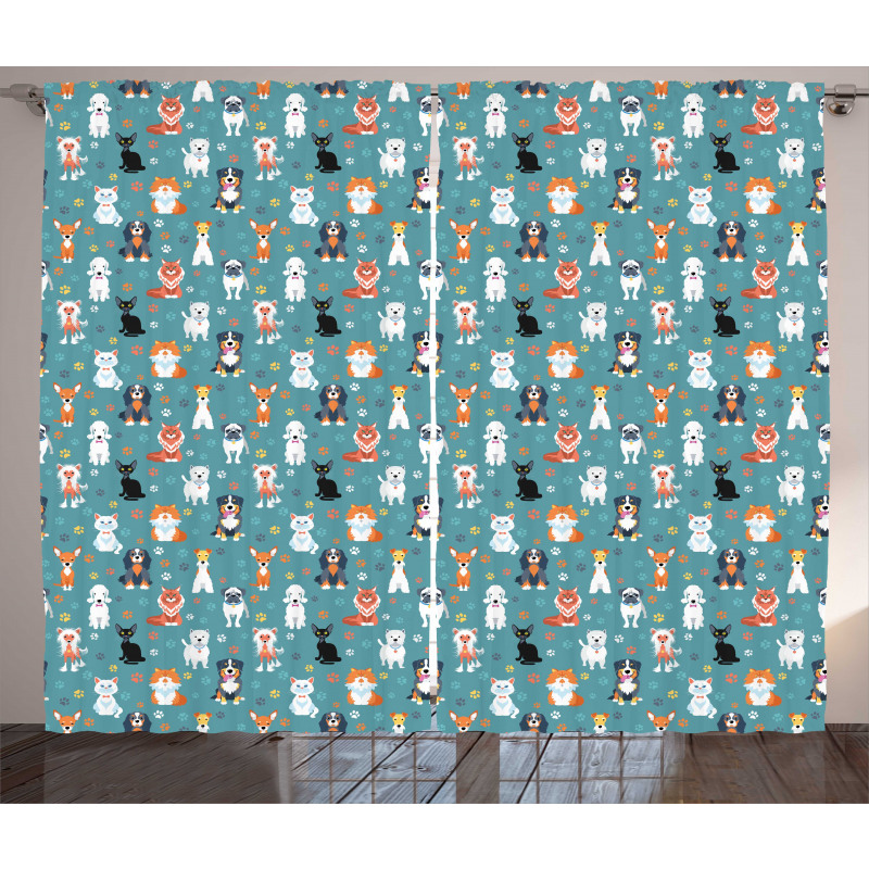 Cats and Dogs Species Curtain