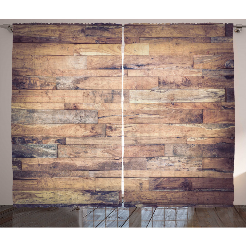 Earthy Toned Planks Curtain