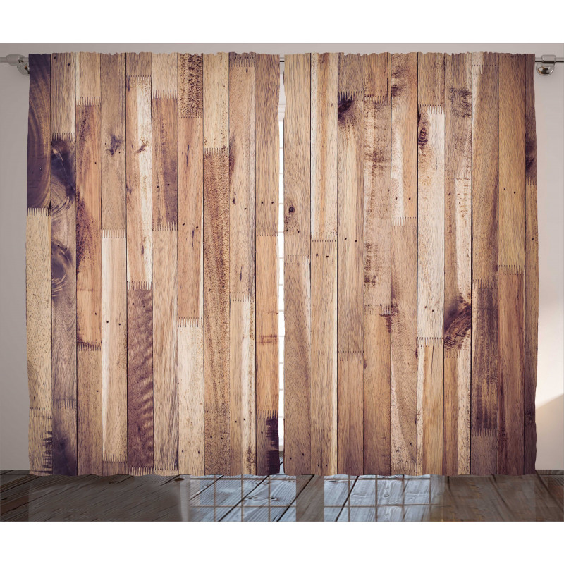 Aged Planks Pattern Curtain