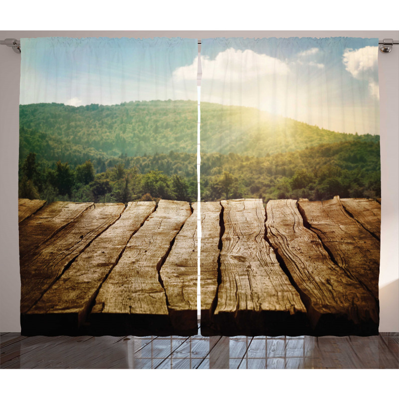 Mountain Side Landscape Curtain