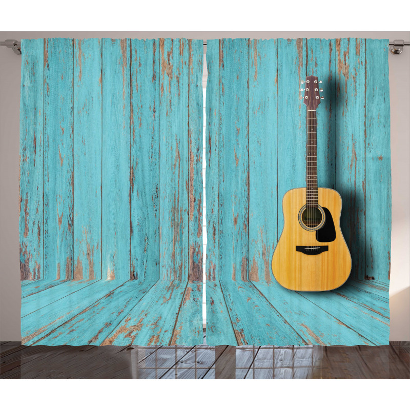 Guitar and Vintage Wall Curtain