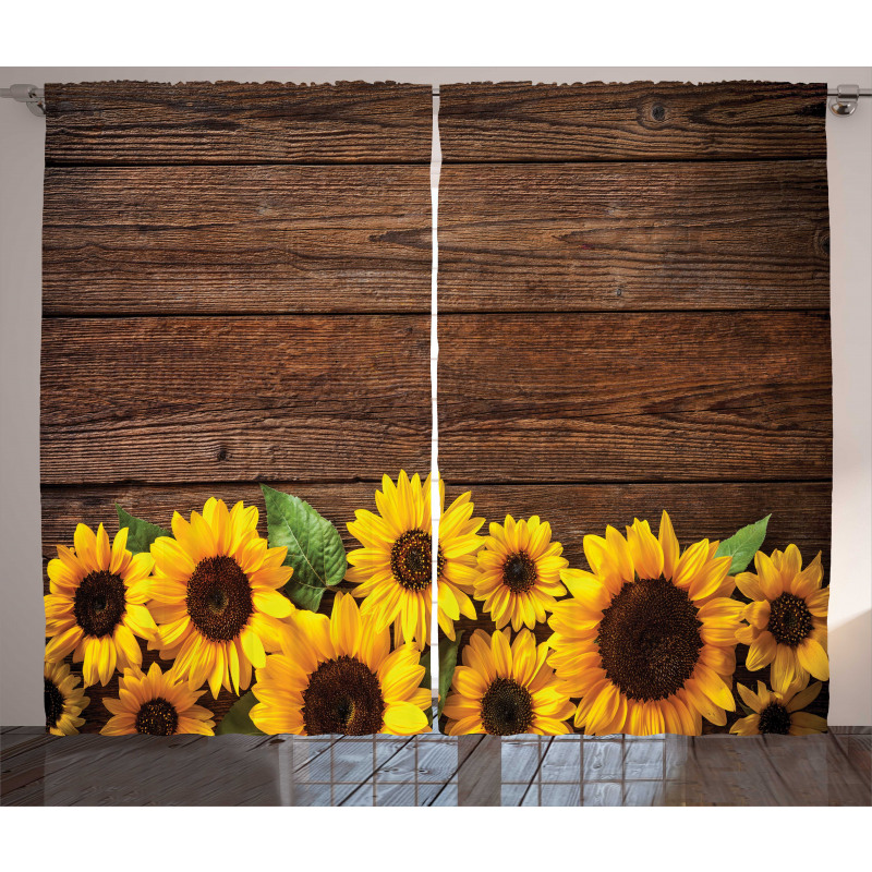 Autumn Sunflower Motif Curtain