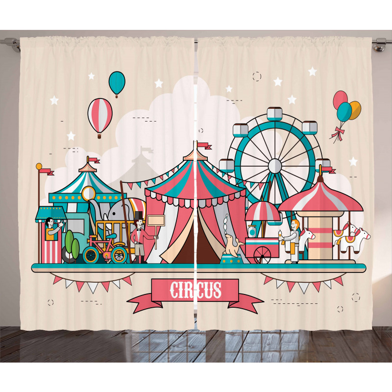Circus Flat Balloons Curtain