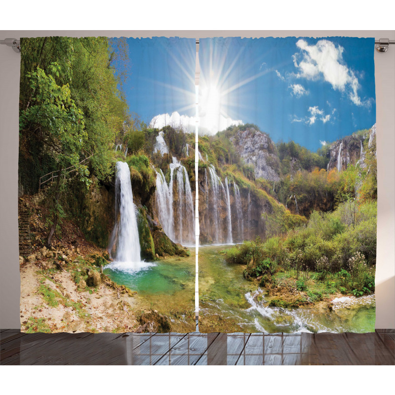 Magnificent Waterfalls Day Curtain