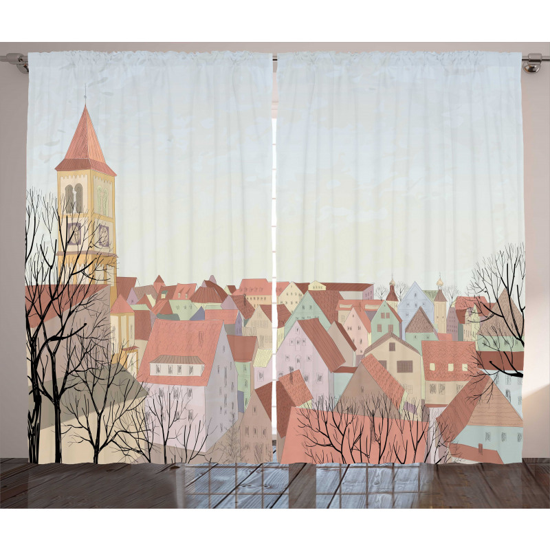 Pedestrian Town Cityscape Curtain