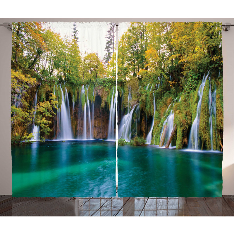 Many Small Waterfalls Photo Curtain