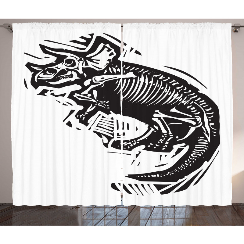 Woodcut Fossil Dinosaur Curtain