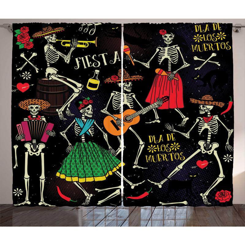 Dia de los Muertos Fiesta Curtain