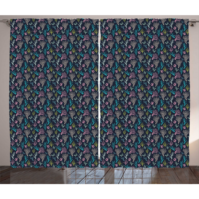 Colorful Coral Designs Curtain