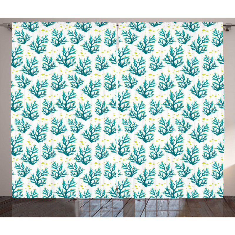 Corals and Fish Silhouette Curtain