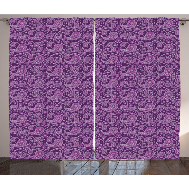 Floral Motif Damask Curtain