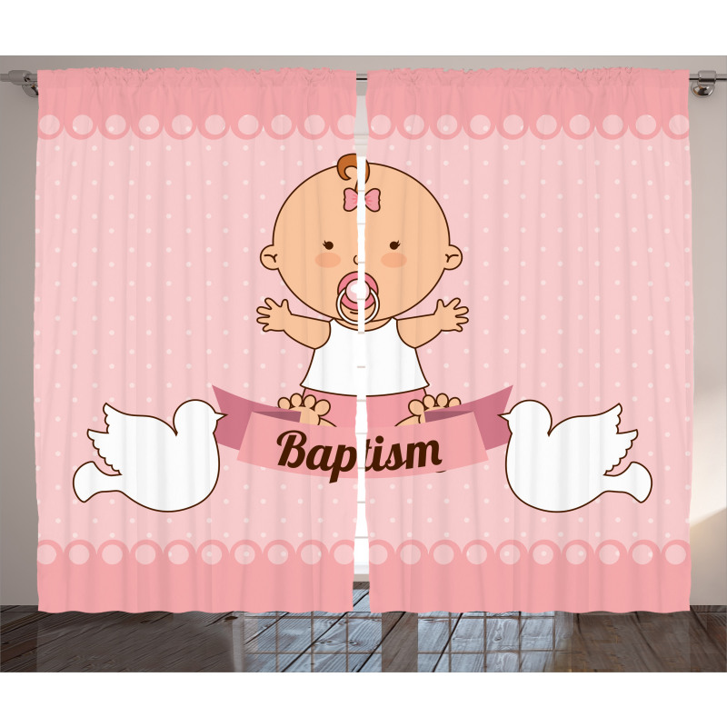 Baby with a Message Cartoon Curtain