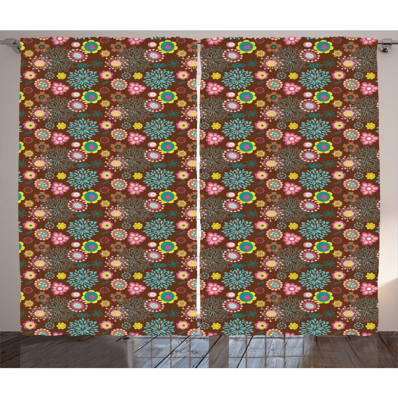 Abstract Flowers Curtain