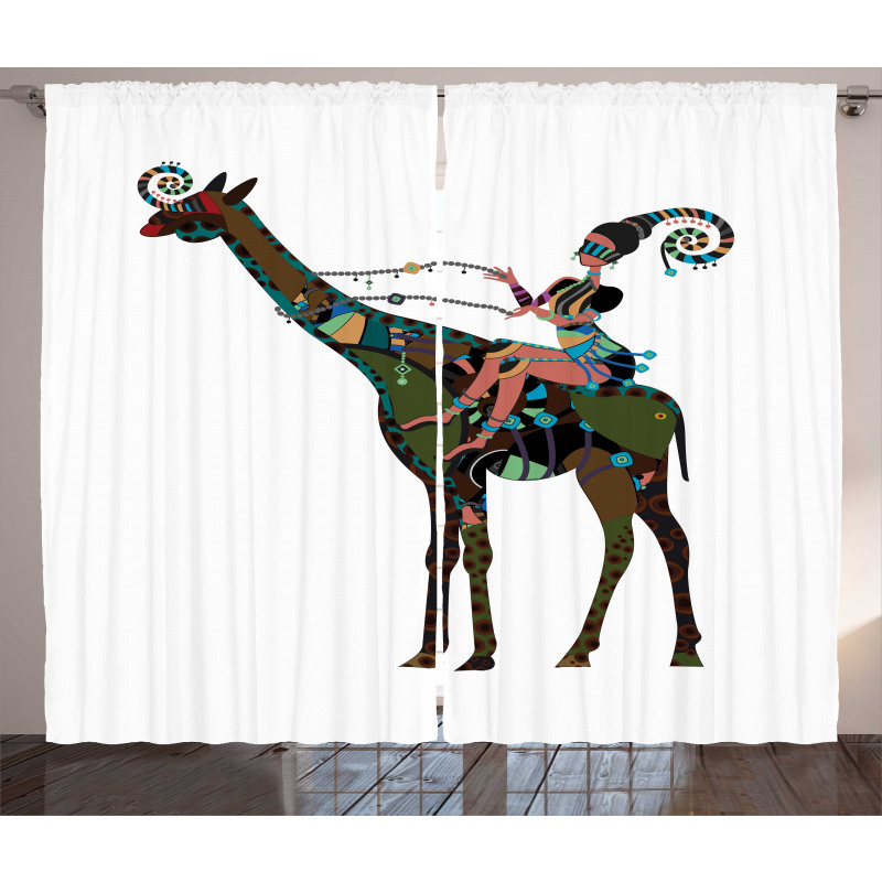 Girl Riding Giraffe Curtain