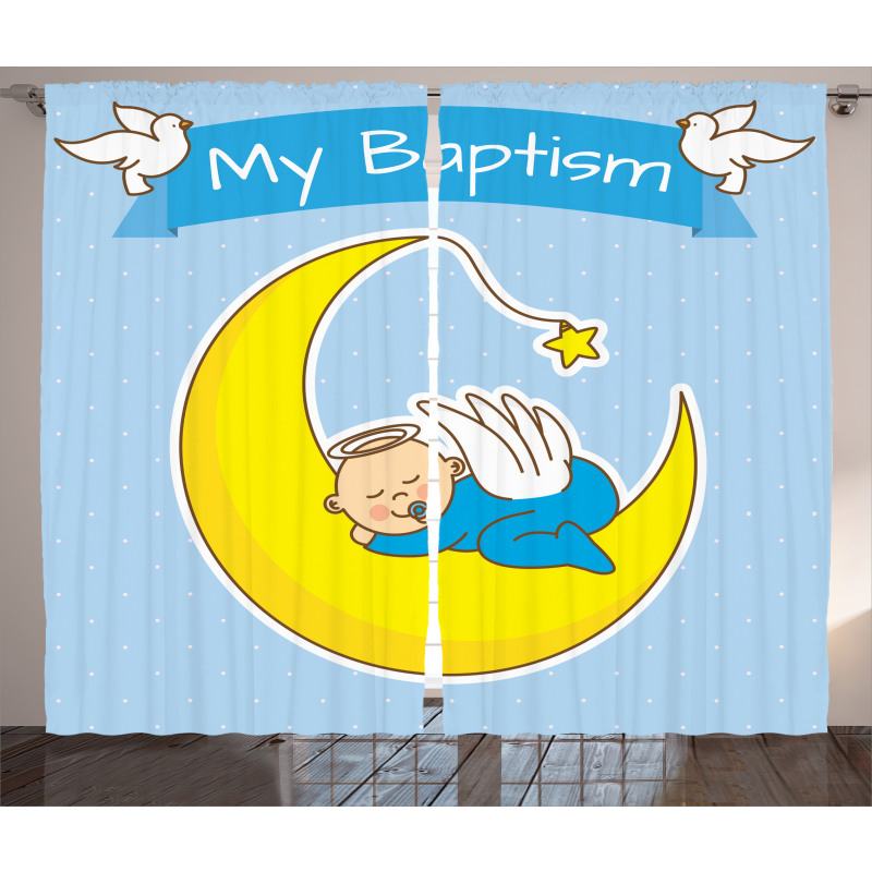 Baby Sleeps on the Moon Curtain