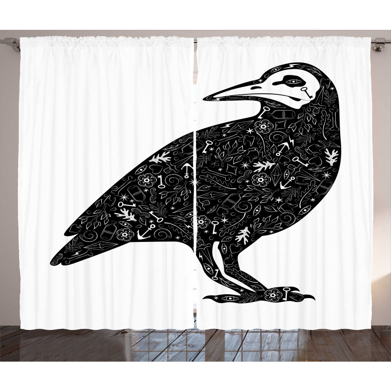 Gothic Art Ornate Bird Curtain