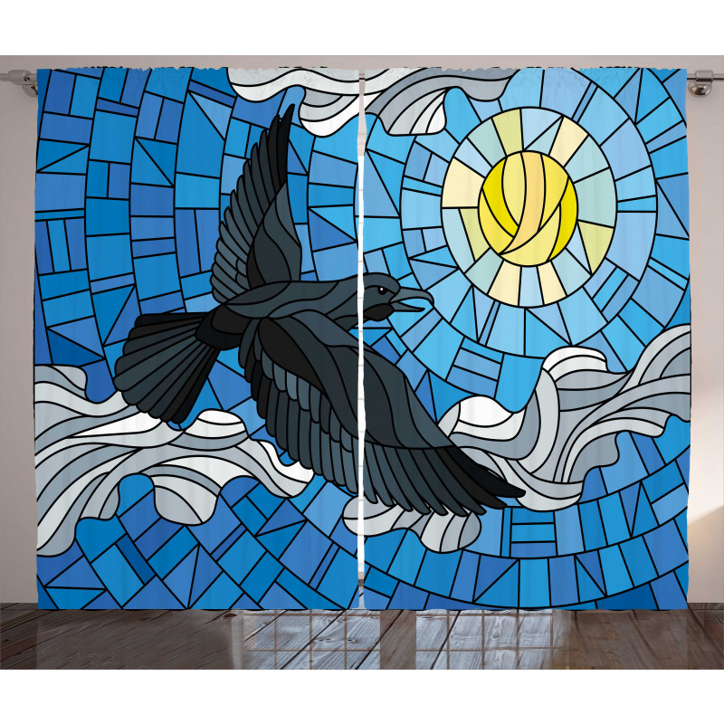 Stained Glass Bird Sky Curtain