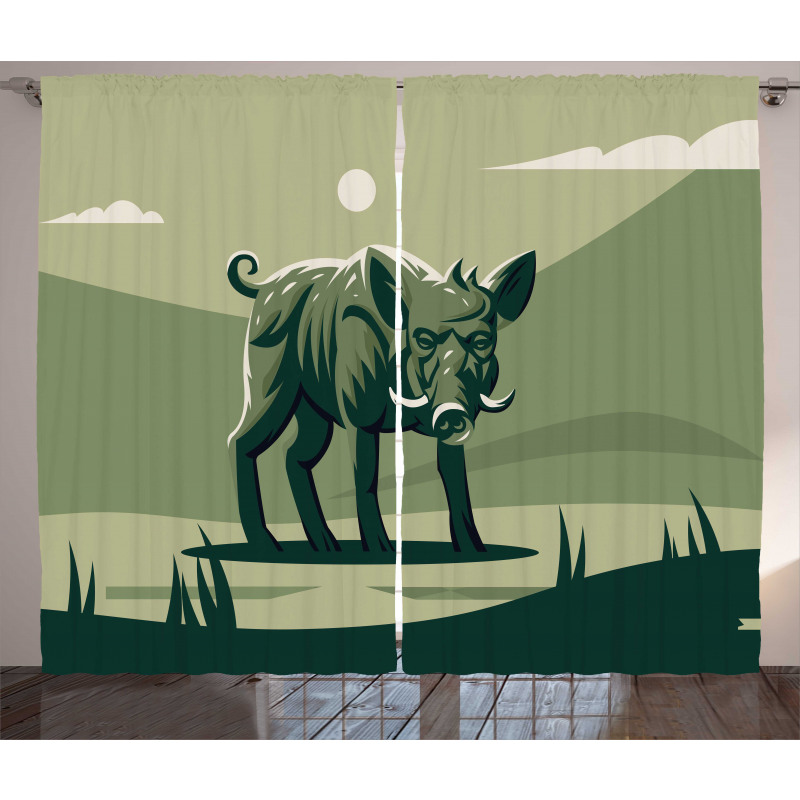 Abstract Wild Boar Pig Curtain