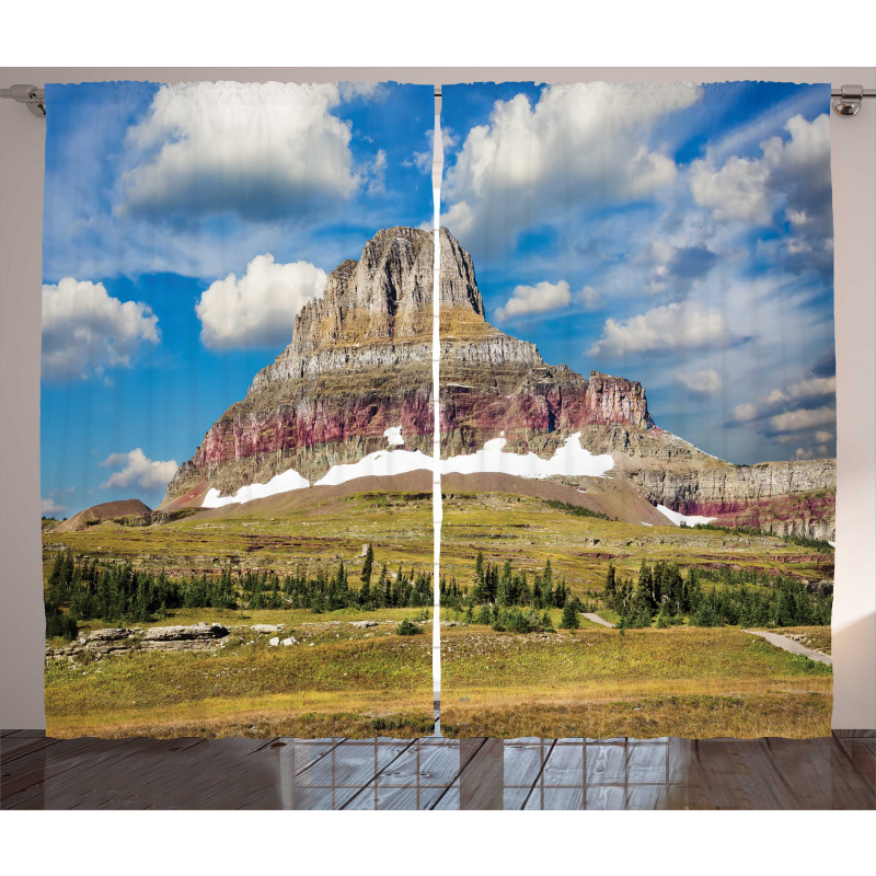 Rugged Peak and Cloudy Sky Curtain