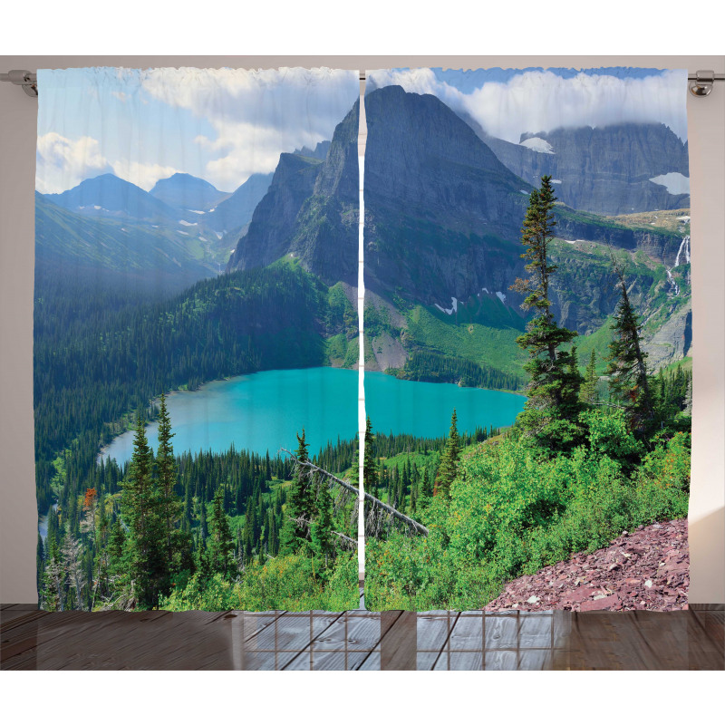 Grinnell Lake and Mountains Curtain
