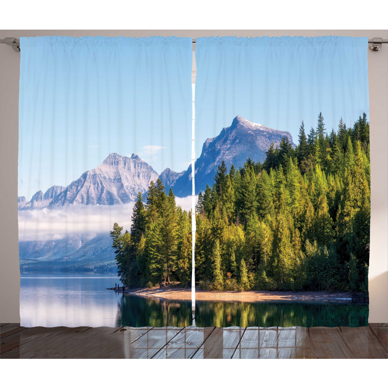 Forest with Misty Mountains Curtain