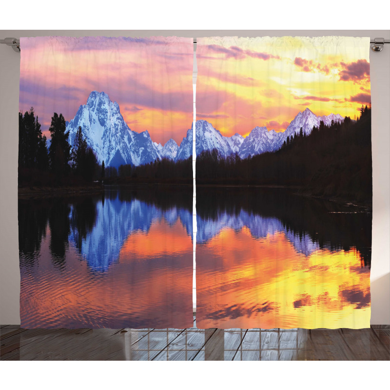 Grand Tetons View at Sunset Curtain