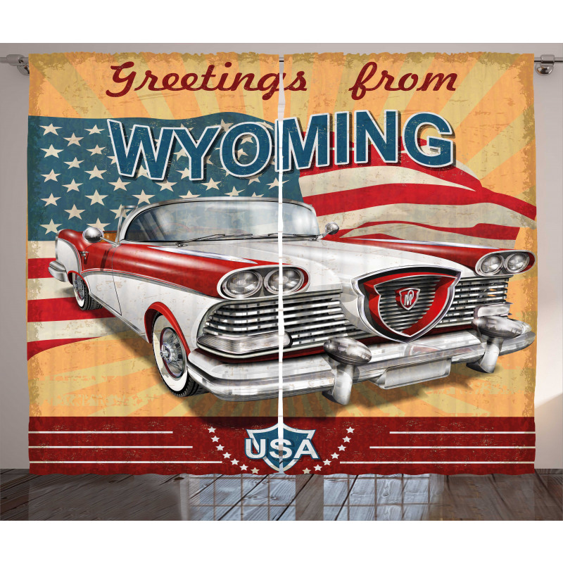 Vintage Car and Greetings Curtain