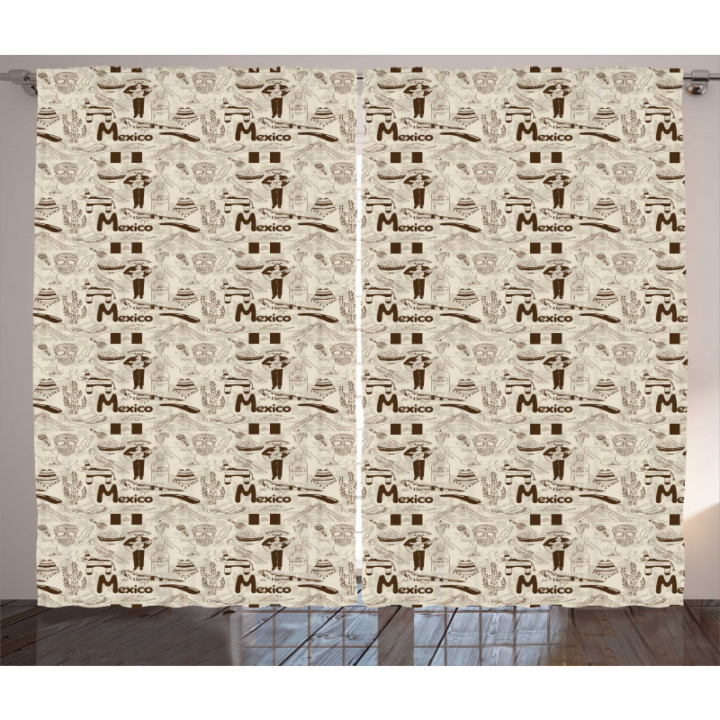 Sketch Cultural Item Pattern Curtain