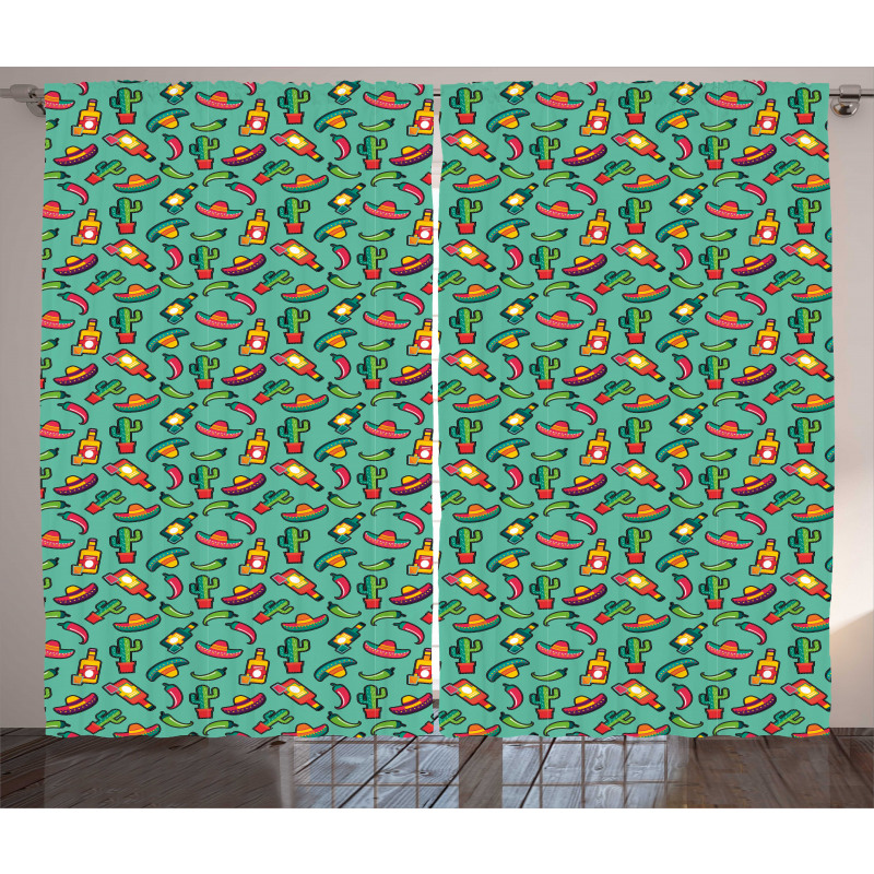 Colorful Mexican Pattern Curtain