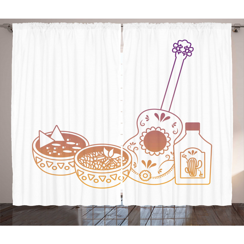 Mexican Soup Bottle Guitar Curtain