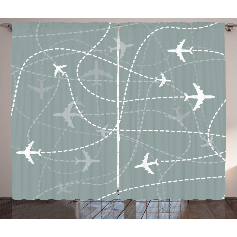 Airplane Traces Scheme Sign Curtain