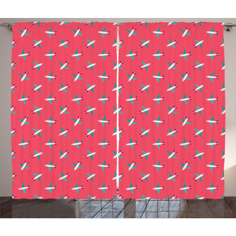 Nursery Cartoon Airplanes Curtain