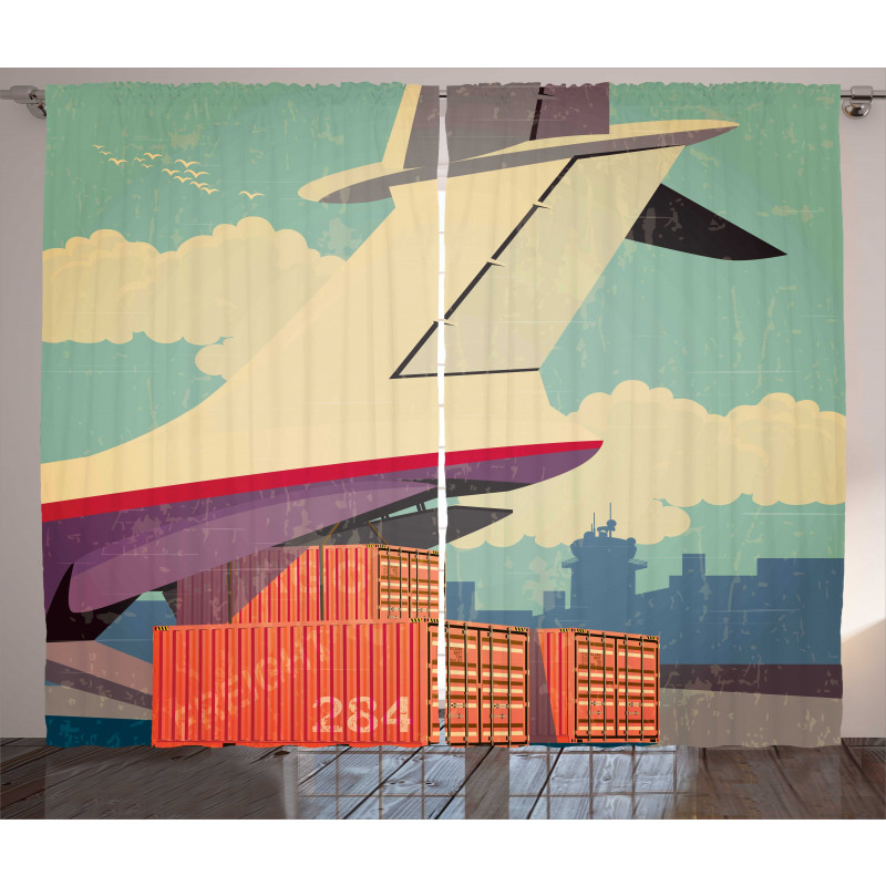 Vintage Air Cargo Plane Curtain